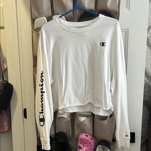 Champion White Crop Long Sleeve Shirt